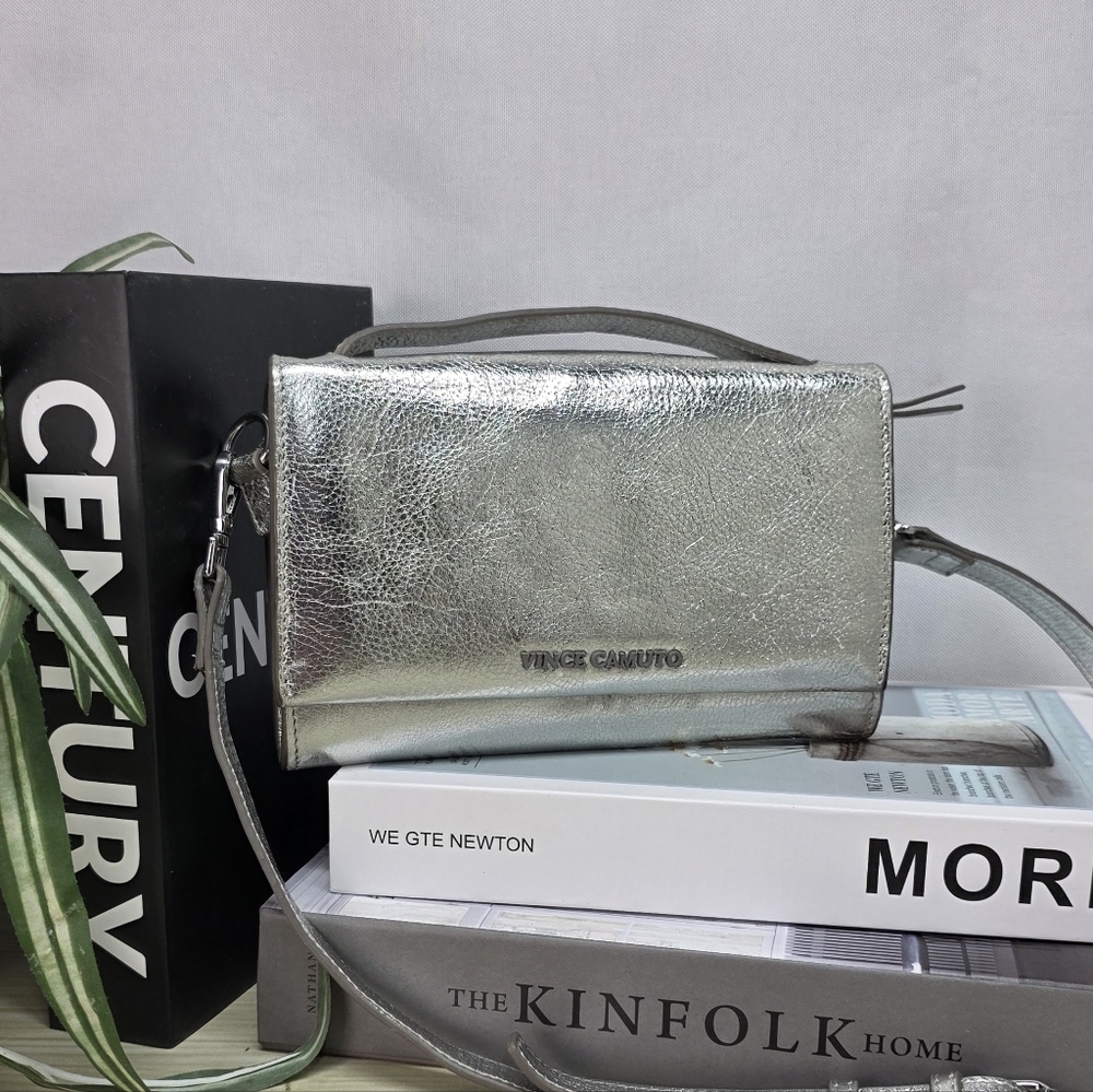 Vince Camuto Metallic Silver Crossbody Bag